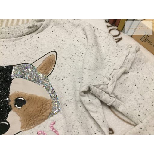 C§A 11-12 év 146-152 cm szürke mosómaci fej mintás puha pamut lány felső/ pulóver - újszerű,hibátlan