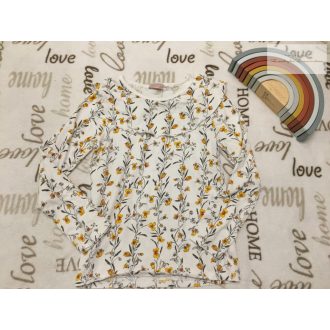   Next 10 év 140 cm  fehér, galléros, sárga virágmintás pamut lány felső- újszerű,hibátlan