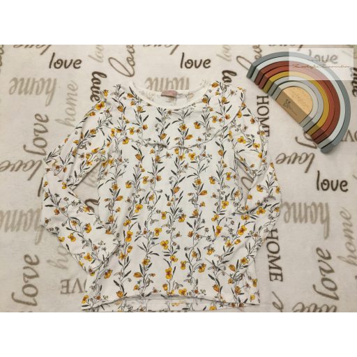 Next 10 év 140 cm  fehér, galléros, sárga virágmintás pamut lány felső- újszerű,hibátlan
