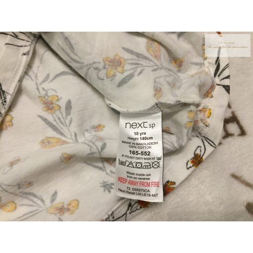 Next 10 év 140 cm  fehér, galléros, sárga virágmintás pamut lány felső- újszerű,hibátlan