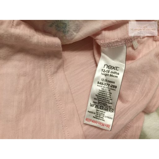 Next 12 - 18 hó 86 cm rózsaszín,  nyuszi-pillangó-virágmintás pamut lány  felső-újszerű,hibátlan