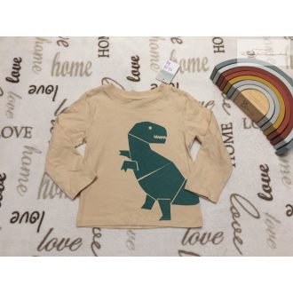   Primark 12- 18 hó 80 -86 cm bézs,  zöld, dinó mintás pamut fiú felső- új,címkés