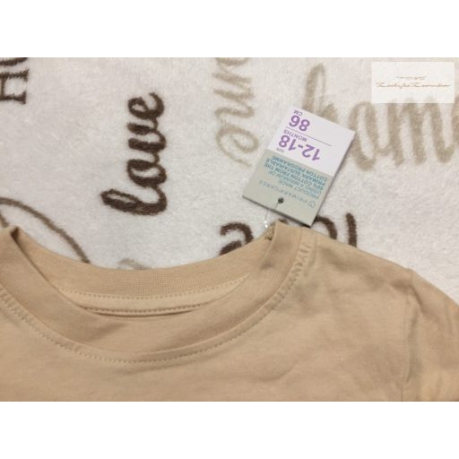 Primark 12- 18 hó 80 -86 cm bézs,  zöld, dinó mintás pamut fiú felső- új,címkés