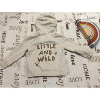   Mothercare 18-24 hó 86-92 cm bézs, hátulján barna feliratos pamut fiú felső / pulóver-újszerű,hibátlan