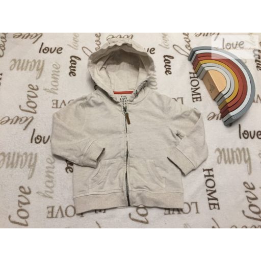 Mothercare 18-24 hó 86-92 cm bézs, hátulján barna feliratos pamut fiú felső / pulóver-újszerű,hibátlan