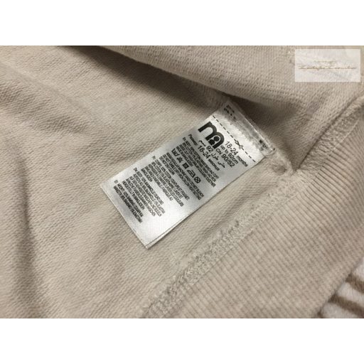 Mothercare 18-24 hó 86-92 cm bézs, hátulján barna feliratos pamut fiú felső / pulóver-újszerű,hibátlan