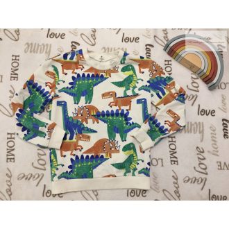   H§M 8-10 év 134-140 cm fehér, színes dinó mintás pamut fiú felső / pulóver-  újszerű,hibátlan