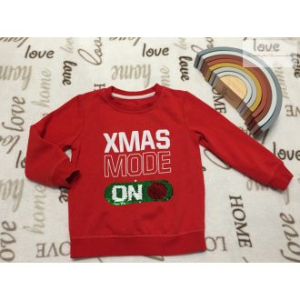  Matalan 2-3 év 92 -98 cm  Xmas Mode feliratos simizős pamut fiú felső/ pulóver- újszerű,hibátlan-karácsonyi