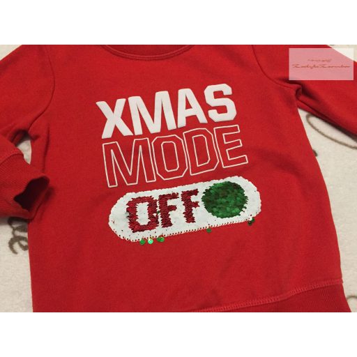 Matalan 2-3 év 92 -98 cm  Xmas Mode feliratos simizős pamut fiú felső/ pulóver- újszerű,hibátlan-karácsonyi