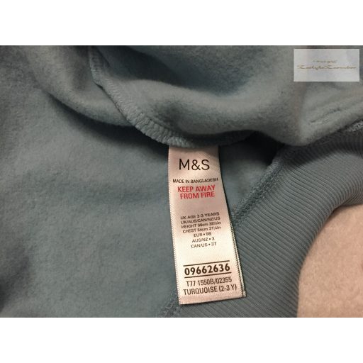 M§S 2 - 3 év 92-98 cm kék, fehér feliratos puha pamut fiú felső/ pulóver - új, csak lecímkézve