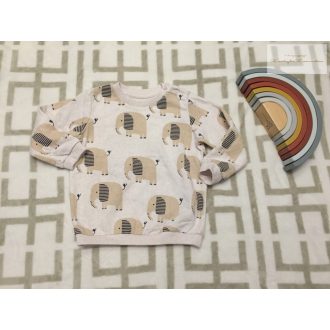   Matalan 18 - 23  hó 86 - 92 cm bézs - barna elefánt mintás pamut fiú felső/ pulóver-újszerű,hibátlan