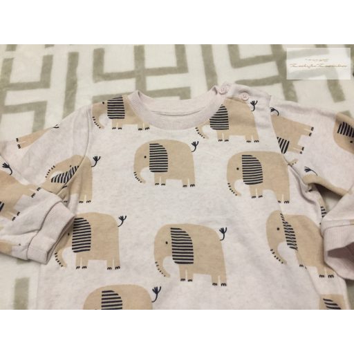 Matalan 18 - 23  hó 86 - 92 cm bézs - barna elefánt mintás pamut fiú felső/ pulóver-újszerű,hibátlan