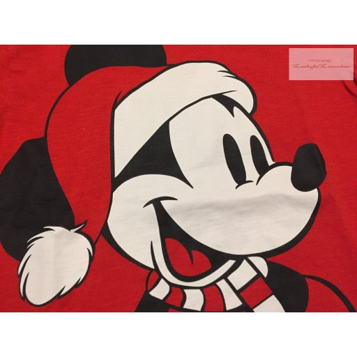 Next 5 év 110 cm piros, Mickey mintás feliratos pamut fiú felső- újszerű,hibátlan - karácsonyi