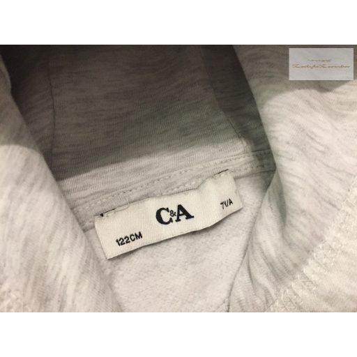 C§A 7 év 122 cm  szürke, színes traktor- róka-maci mintás puha  pamut fiú felső / pulóver - újszerű,hibátlan