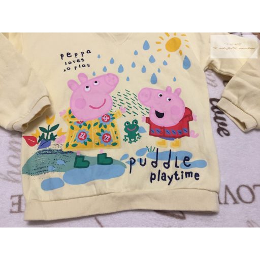 Peppa Pig 4-5 év 104-110 cm sárga, Peppa-Jolie -virágmintás pamut lány felső/ pulóver - újszerű,hibátlan