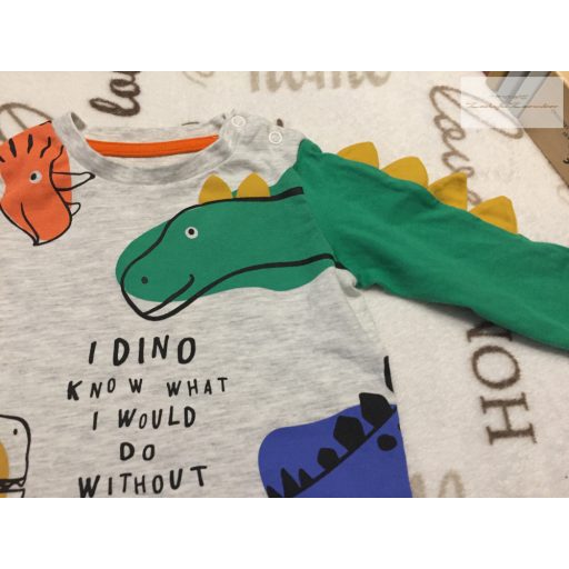 Fred§Flo 6-9 hó 68 - 74 cm színes dinó mintás pamut fiú felső- újszerű,hibátlan