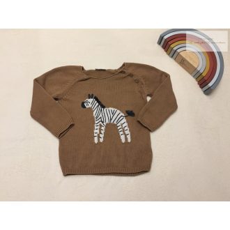   Next 18 - 24 hó 86-92 cm barna, zebra mintás kötött felső/ pulóver- újszerű,hibátlan