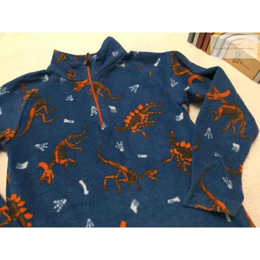 Mountain Warehouse 7-8 év 122-128 cm kék, színes dinó mintás vékony polár fiú felső - újszerű,hibátlan