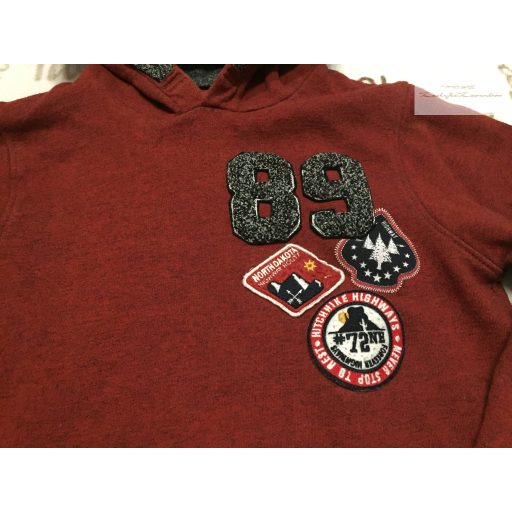 Skate Nation 11-12 év 146-152 cm bordó -szürke kapucnis puha pamut fiú felső/ pulóver - újszerű,hibátlan