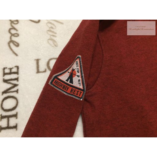 Skate Nation 11-12 év 146-152 cm bordó -szürke kapucnis puha pamut fiú felső/ pulóver - újszerű,hibátlan