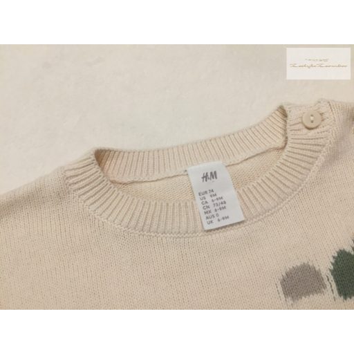 H§M 6-9 hó 74 cm bézs, zöld-barna dinó mintás vékony finomkötött fiú felső/ pulóver - új, csak átmosva