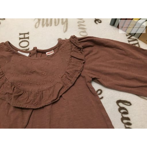 Zara 4-5 év 110 cm barna, fodros-madeirás pamut lány felső -újszerű,hibátlan 