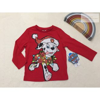   Paw Patrol 2-3 év 92-98 cm Marshall- karácsonyi mintás pamut fiú felső -új, címkés- Mancs őrjárat