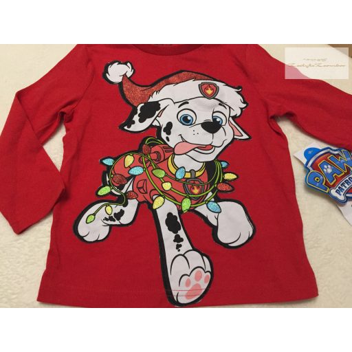Paw Patrol 2-3 év 92-98 cm Marshall- karácsonyi mintás pamut fiú felső -új, címkés- Mancs őrjárat