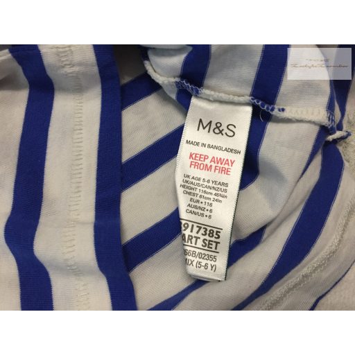 M§S 5-6 év 116 cm kék csíkos, versenyautó mintás pamut fiú felső .- újszerű,hibátlan