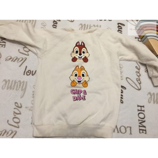 Zara 3-4 év 104 cm bézs, Chip és Dale  mintás  pamut felső/ pulóver újszerű,hibátlan
