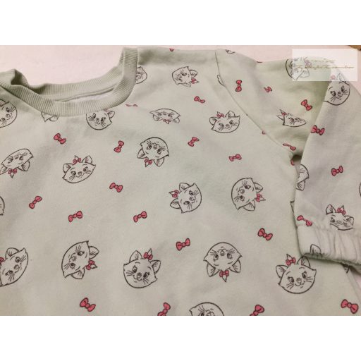 Disney at Primark 18  - 24 hó 86 - 92 cm halvány zöld, Marie cica mintás pamut lány felső/ pulóver - újszerű, hibátlan
