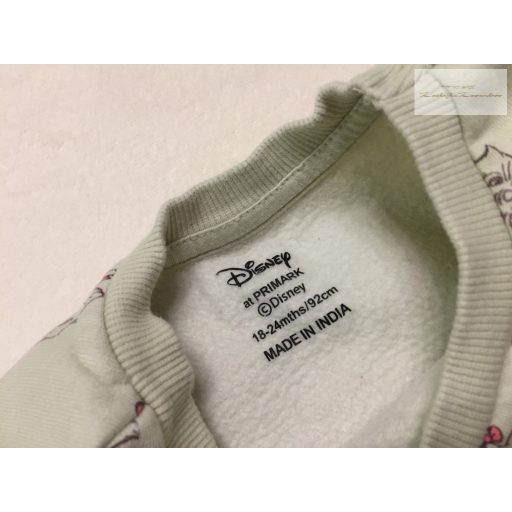 Disney at Primark 18  - 24 hó 86 - 92 cm halvány zöld, Marie cica mintás pamut lány felső/ pulóver - újszerű, hibátlan
