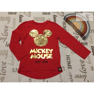   Disney 6-7 év 122 cm piros, simizős Minnie fej mintás pamut  lány felső - újszerű,hibátlan
