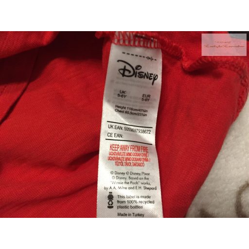Disney 6-7 év 122 cm piros, simizős Minnie fej mintás pamut  lány felső - újszerű,hibátlan