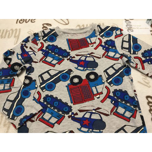 Nutmeg 6-7 év 116 - 122 cm szürke, színes jármű mintás pamut fiú felső újszerű,hibátlan