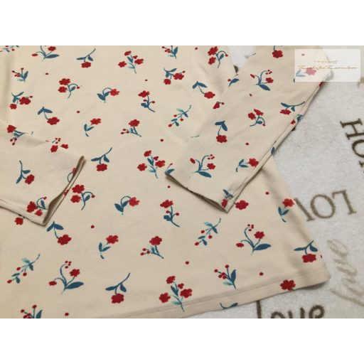 Next 13 év 158 cm bézs, apró virágmintás pamut lány felső új, csak lecímkézve