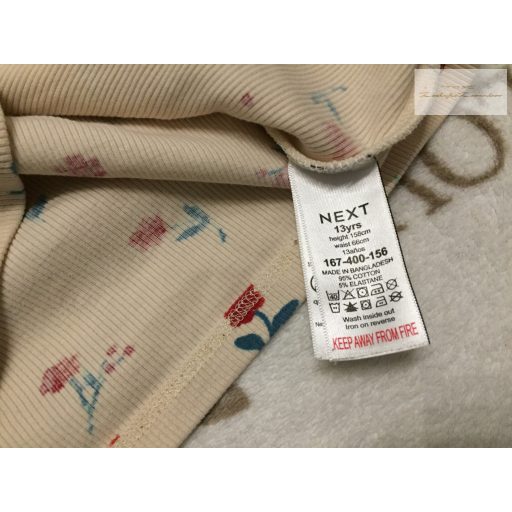 Next 13 év 158 cm bézs, apró virágmintás pamut lány felső új, csak lecímkézve