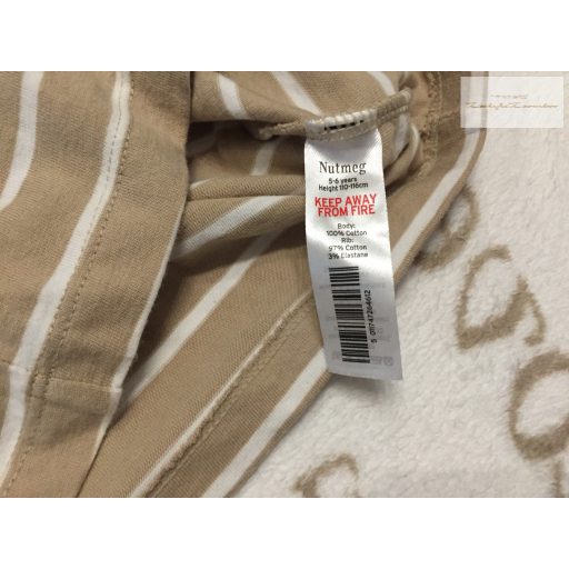 Nutmeg 5 -6 év 110 - 116 cm  tejeskávé - fehér csíkos pamut fiú felső- újszerű,hibátlan