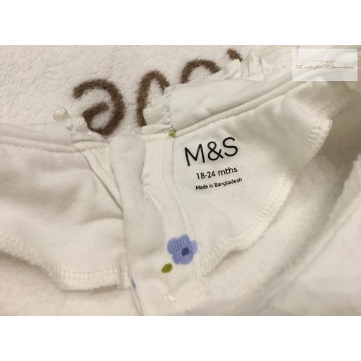 M§S 18 - 24 hó 86 - 92 cm galléros, apró kék virágmintás puha pamut lány felső/ pulóver -újszerű,hibátlan