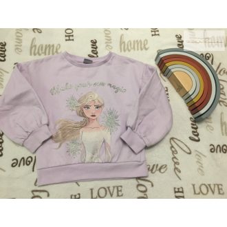   Disney Frozen II 6 év 116 cm  halvány lila, Elza mintás puha pamut lány felső/ pulóver- újszerű,hibátlan