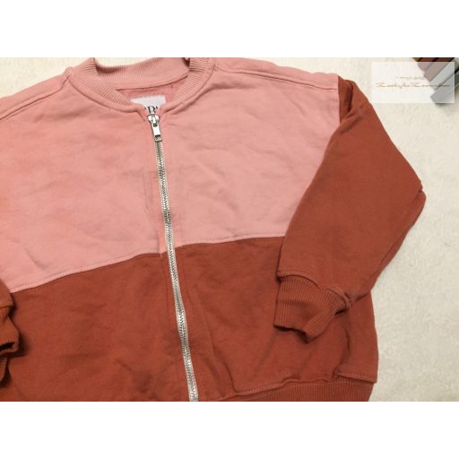 Zara 6-7 év 120 cm rózsaszín - barna cipzáros pamut lány felső/ pulóver- újszerű,hibátlan
