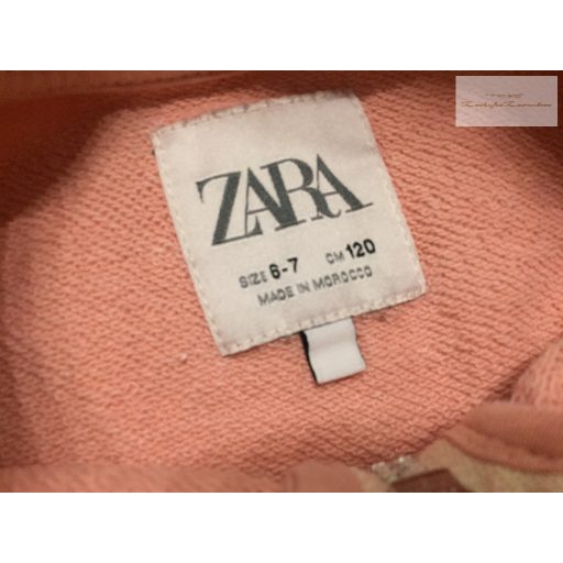 Zara 6-7 év 120 cm rózsaszín - barna cipzáros pamut lány felső/ pulóver- újszerű,hibátlan