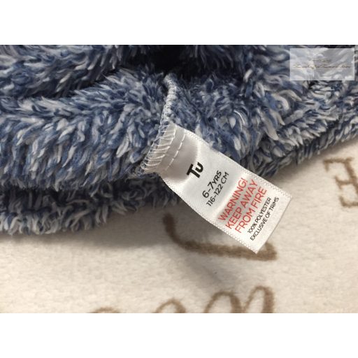 TU 6-7 év 116-122 cm kék puha szőrmés, kapucnin mintás fiú felső/ pulóver újszerű,hibátlan