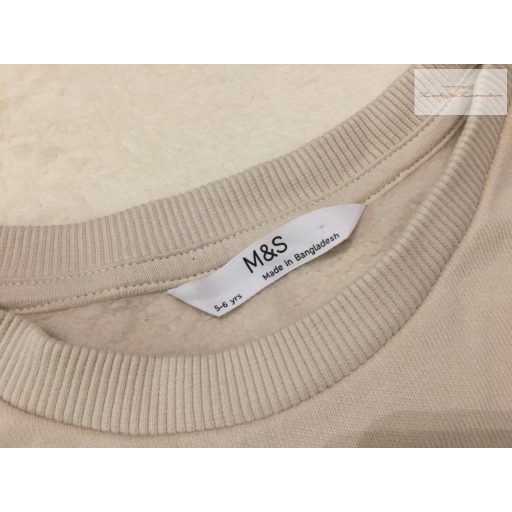 M§S 5-6 év 116 cm tejeskávé alapon rénszarvas-fenyő-karácsonyi mintás pamut lány felső/ pulóver .- újszerű,hibátlan
