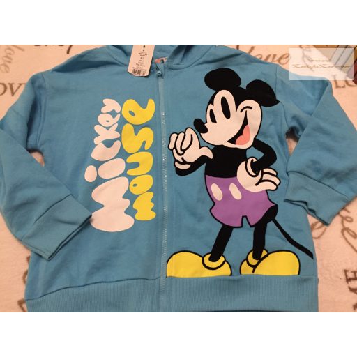 Mickey at George 4-5 év 104-110 cm  cm kék, Mickey  mintás - feliratos pamut fiú felső/ pulóver-új, címkés