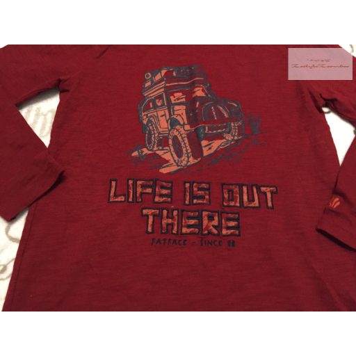 Fatface 7-8 éves 122-128 cm bordó, autó mintás feliratos pamut fiú felső újszerű,hibátlan