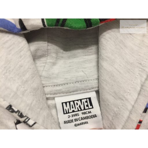 Marvel 2-3 év 92-98 cm szürke, Superhősök mintás pamut fiú felső/ pulóver- újszerű,hibátlan