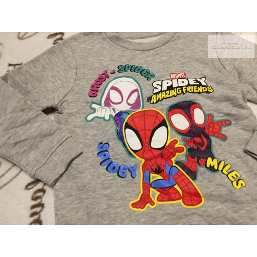 Marvel 4-5 év 110 cm szürke, Pókember mintás pamut fiú felső/ pulóver - újszerű,hibátlan