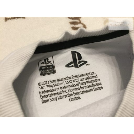 Playstation 6-7 év 116-122 cm kék - fehér kontroller mintás puha pamut fiú felső/ pulóver- újszerű,hibátlan