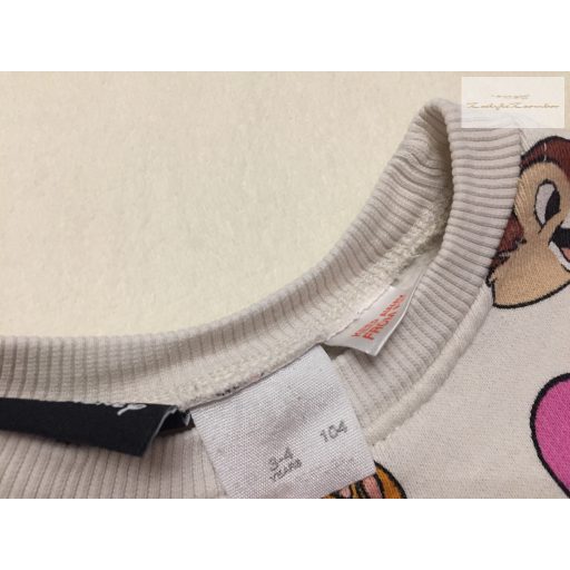 Zara 3-4 év 104 cm bézs, Minnie- Chip§Dale mintás pamut lány felső/ pulóver - újszerű,hibátlan